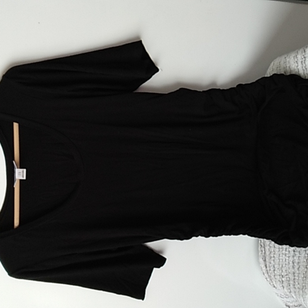 Motherhood Maternity Black Scoop Neck 1/2 Sleeve Side Ruched Dress Women’s Large